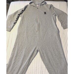Savage X Fenty Forever Women’s XL Hooded Jumpsuit Platinum Grey Fleece